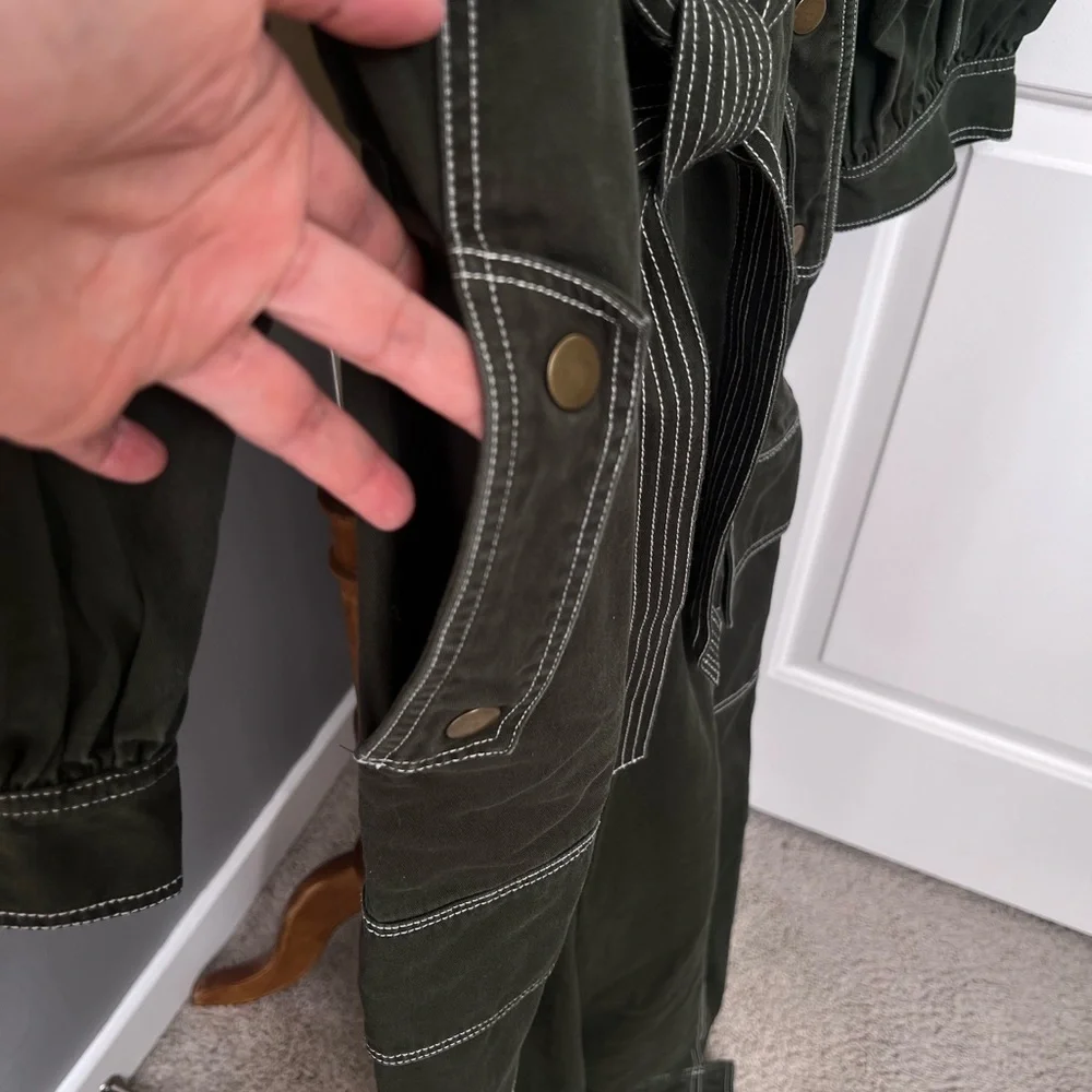 Ulla Johnson Dark Green Utility Jumpsuit with Belted Waist - Picture 7 of 14